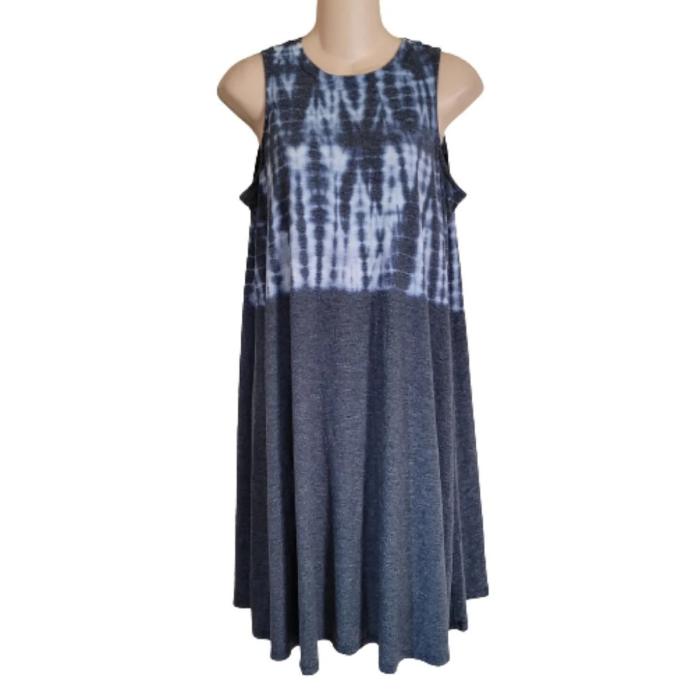Sonoma Tie Dye Blue Gray White Casual Sleeveless Tank Dress Size Women Small